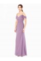 Draped Off the Shoulder Sweetheart Chiffon Bridesmaid Dress with Button Back for Sale