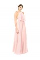 Halter Neck Chiffon Bridesmaid Dress with Double Ruffle Front for Sale