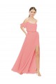 Draped Off the Shoulder Sleeves Chiffon Bridesmaid Dress for Sale