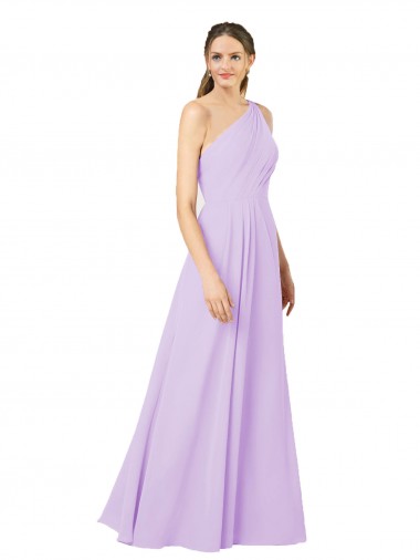 Grecian Inspired Simple One Shoulder Chiffon Formal Bridesmaid Dress with Ruching for Sale