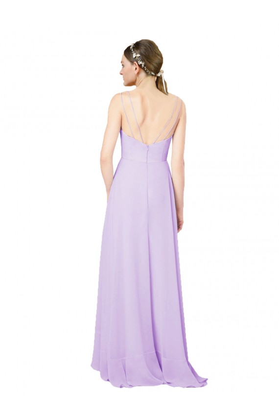 High-Low Chiffon Bridesmaid Dress with Ruffle Detail for Sale