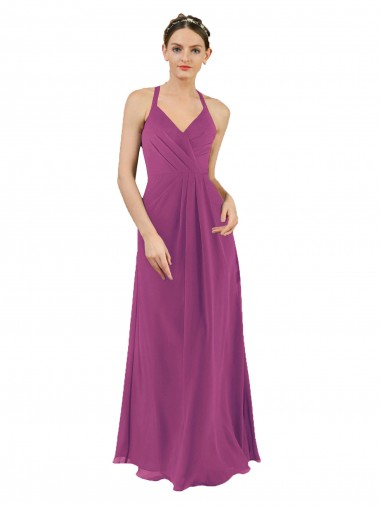 Sassy Chiffon Bridesmaid Dress with Halter Neckline for Sale
