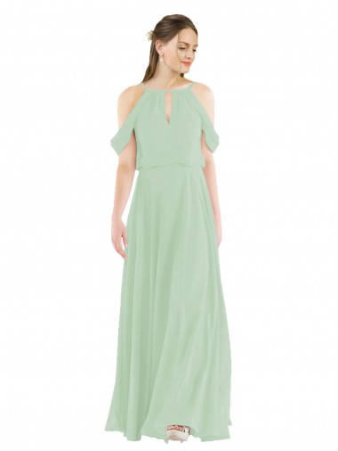 Off-the-Shoulder Long Chiffon Beachy Bridesmaid Dress for Sale