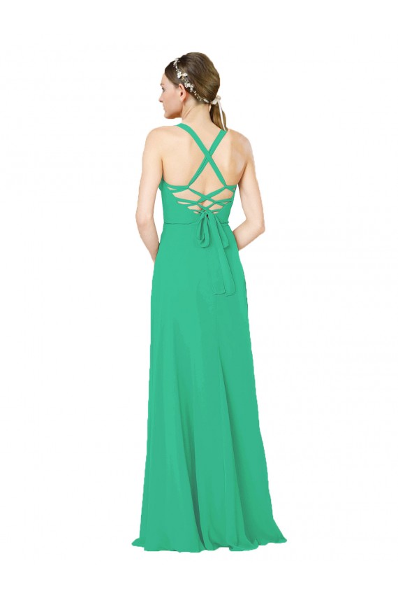 Classic Chiffon Bridesmaid Dress with Lace-Up Back for Sale