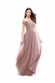 Floor Length Chantilly Lace Off the Shoulder Chiffon Bridesmaid Dress for Sale