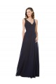 Elegant Chiffon Bridesmaid Dress with V-Neck Lace Bodice for Sale