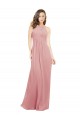 Chiffon Bridesmaids Dress with Draped Bodice and Keyhole Back for Sale