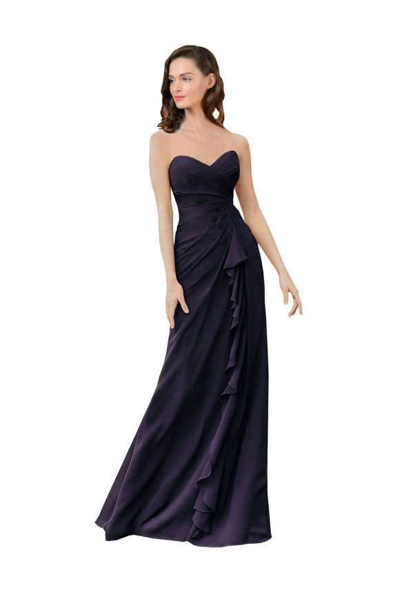 Strapless Chiffon Bridesmaids Dress with Sweetheart Neckline for Sale