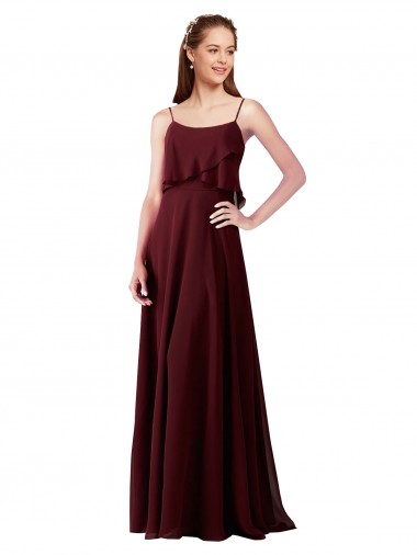 Chiffon Bridesmaids Dress with Spaghetti Straps for Sale