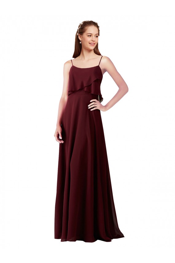 Chiffon Bridesmaids Dress with Spaghetti Straps for Sale