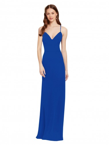 Chiffon Bridesmaid Dress with Deep V-Neck and Spaghetti Straps for Sale