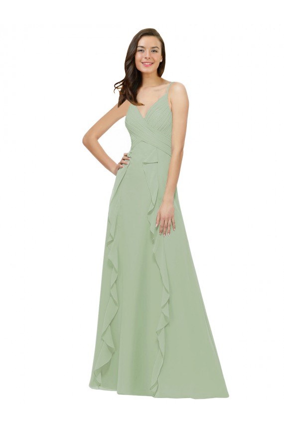 Chiffon Bridesmaid Dress with Ruffles and Draping for Sale