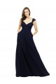 Chiffon Bridesmaid Dress with Rouched Draped Bodice and Watteau Back for Sale