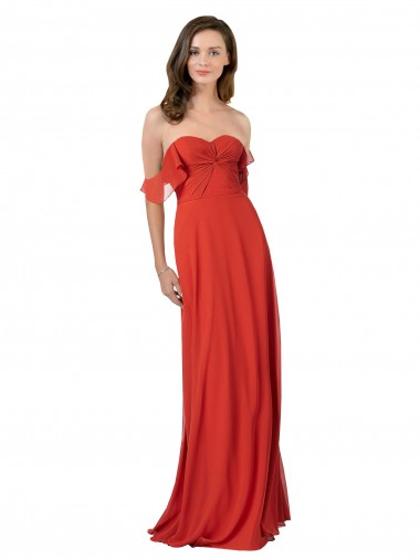 Chiffon A-Line Bridesmaid Dress with Ruched Bodice for Sale