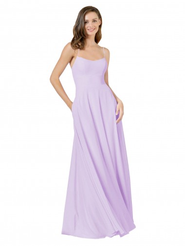 Simple Chiffon Bridesmaid Dress with Pocket for Sale