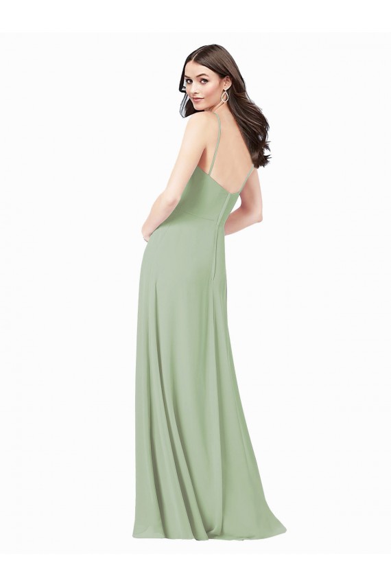 Floor Length Long Chiffon Bridesmaid Dress with Side Slit for Sale