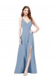 Surplice Bodice A-Line Long Chiffon Bridesmaid Dress for Sale