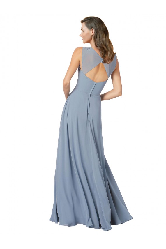 Surplice Bodice A-Line Long Chiffon Bridesmaid Dress for Sale