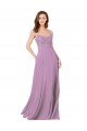 Floral Detailed Chiffon Bridesmaid Dress with Keyhole Back for Sale