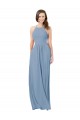 Chiffon Bridesmaid Dress with High Halter Neckline for Sale