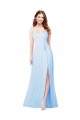 Chiffon Bridesmaid Dress with Tie Sash and Side Slit for Sale