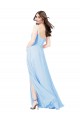Chiffon Bridesmaid Dress with Tie Sash and Side Slit for Sale