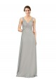 V-Neck Chiffon Bridesmaid Dress with Illusion Gathered Bodice for Sale