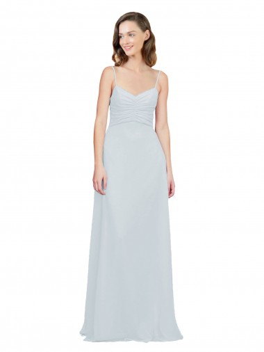 Slim A-Line Chiffon Bridesmaid Dress with Spaghetti Strap Gathered Bodice for Sale