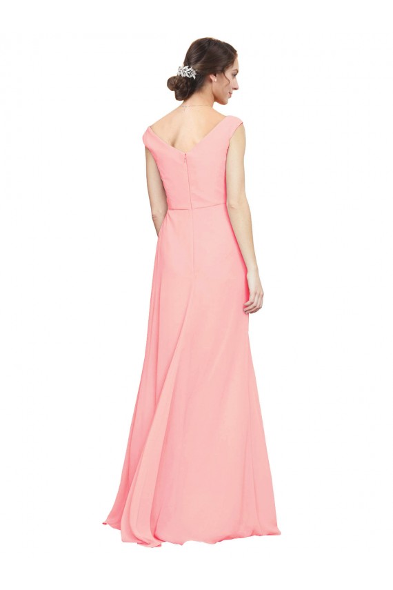 Luxe Chiffon Bridesmaid Dress with Shoulder Tip Gathered Bodice for Sale