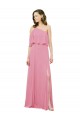 Sleeved One Shoulder Chiffon Bridesmaids Dress with Draped Ruffle Overlay for Sale