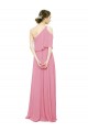 Sleeved One Shoulder Chiffon Bridesmaids Dress with Draped Ruffle Overlay for Sale