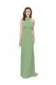High Collar Halter Neck Chiffon Bridesmaid Dress with Long Back Tie for Sale