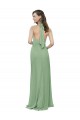 High Collar Halter Neck Chiffon Bridesmaid Dress with Long Back Tie for Sale