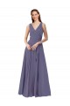 V-Neck Long Draped A-Line Chiffon Bridesmaid Dress for Sale