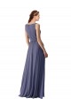 V-Neck Long Draped A-Line Chiffon Bridesmaid Dress for Sale