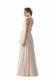 Tie Neck Long Chiffon A-Line Bridesmaid Dress with Sheer Back for Sale