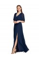 V-Neck Plush Chiffon Bridesmaid Dress with Flutter Sleeves for Sale