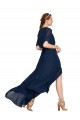 V-Neck Plush Chiffon Bridesmaid Dress with Flutter Sleeves for Sale