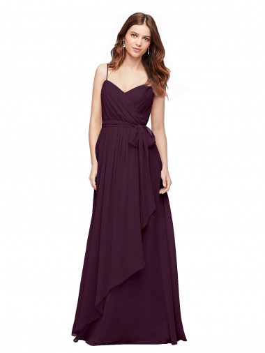 Wrapped Sweetheart Neckline Long Chiffon Bridesmaid Dress  for Sale