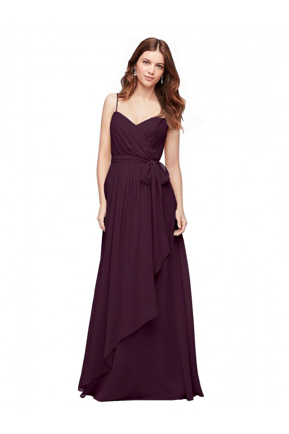 Wrapped Sweetheart Neckline Long Chiffon Bridesmaid Dress  for Sale