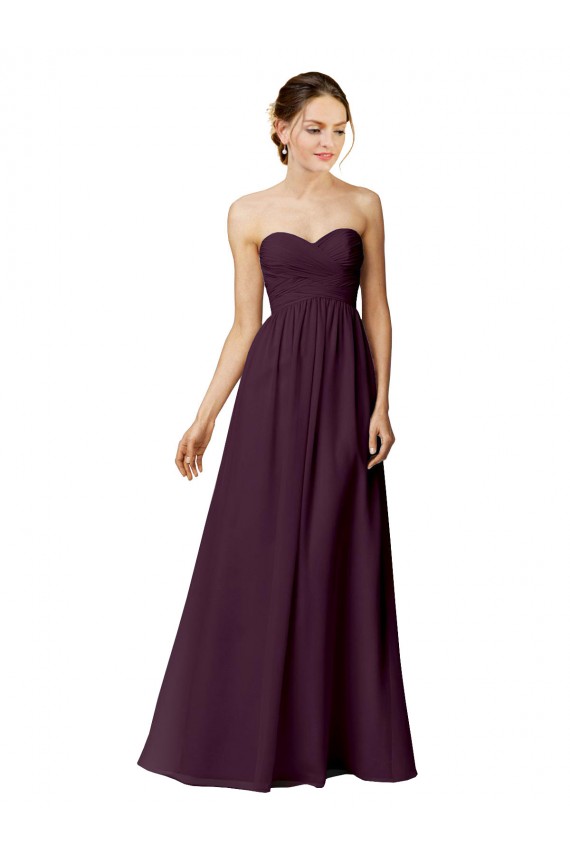 Strapless Chiffon Bridesmaid Dress with Criss Cross Shirred Bodice for Sale