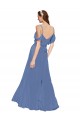 Mock-Wrap Off the Shoulder Long Chiffon Bridesmaid Dress with Side Slit for Sale