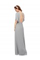V-Neck Long Chiffon Bridesmaid Dress with Dolman Sleeved Bodice and Slit for Sale