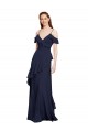Cascading Ruffles Long Chiffon Bridesmaid Dress with Cold Shoulder for Sale
