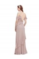 Cascading Ruffles Long Chiffon Bridesmaid Dress with Cold Shoulder for Sale