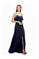 Draped Long Chiffon Bridesmaid Dress with Straps and Layers for Sale