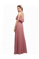 Draped Long Chiffon Bridesmaid Dress with Straps and Layers for Sale