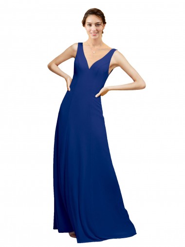 V-Neck Sheath Chiffon Bridesmaid Dress with V-Back for Sale
