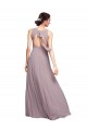 Open Back Long Chiffon Bridesmaid Dress with Plunging V-Neck Bodice for Sale