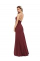 High Halter Neck Long Chiffon Bridesmaid Dress with Low Scoop Back for Sale